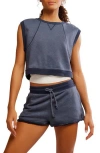 Free People Time After Time Top & Shorts Set In Blue