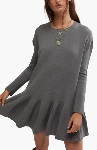 Free People Time On My Side Mini Dress In Dark Heather Grey