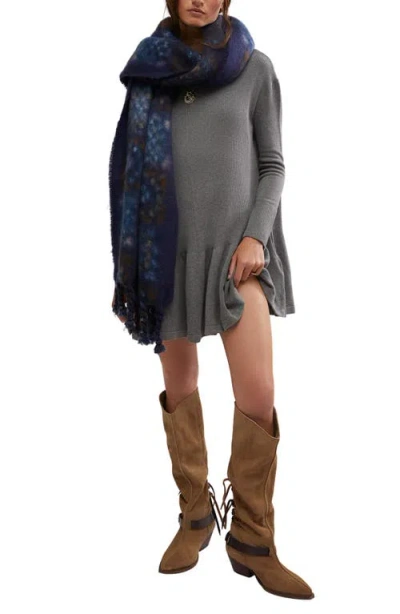 Free People Time On My Side Ruffle Rib Sweater Dress In Dark Grey