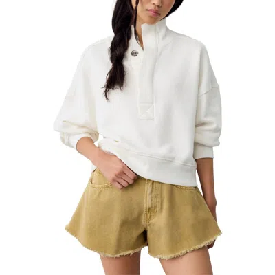Free People Timeless Snap Placket Pullover In White