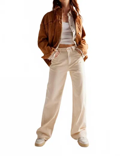 FREE PEOPLE TINSLEY BAGGY HIGH RISE JEANS IN ECRU