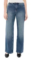 Free People Tinsley Baggy High Rise Straight Jeans Hazey Blue In Hazey Blue