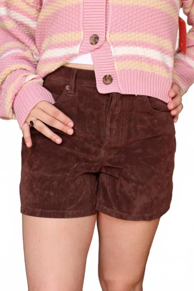 Free People Tipi Vegan Suede Shorts In Brown