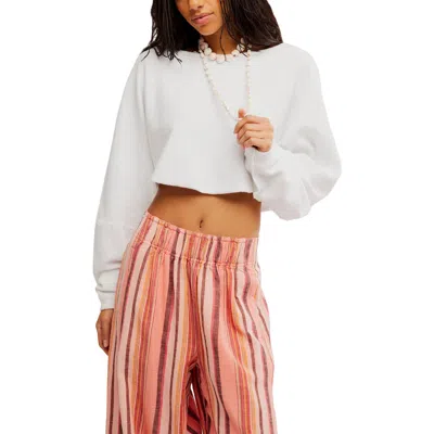 Free People To The East Crop Sweatshirt In White