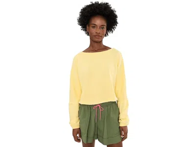 Free People To The East Women's Sweatshirt Double Butter: Md (women's 8-10) In Yellow
