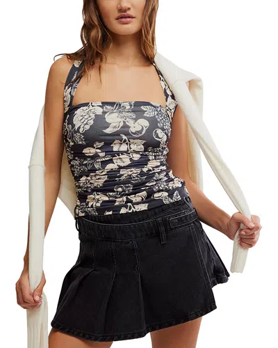 Free People Tommie Knit Halter Top In Black Combo