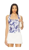 Free People Tommie Knit Top In Ivory,blue