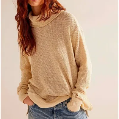 Free People Tommy Sweater Womens Toasted Almond Turtle Neck Pullover Red07 In Brown