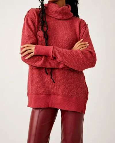 Free People Tommy Turtleneck Sweater In Blended Berry In Multi