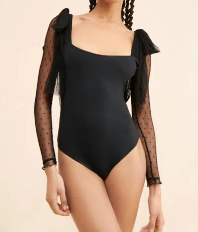 Free People Tongue Tied Mesh Bodysuit In Black