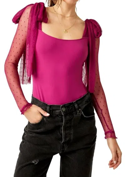 Free People Tongue Tied Mesh Detail Bodysuit In Fuchsia Festival In Multi
