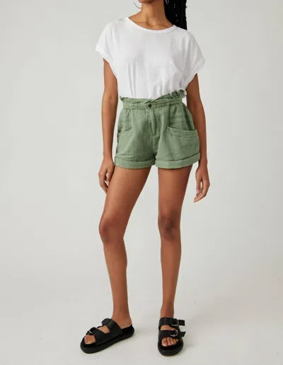 Free People Topanga Cuff Short In Oil Green In Multi