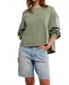 Free People Total Eclipse Long Sleeve Tee In Oil Green In Green
