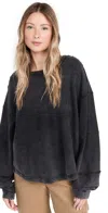 Free People Ife Oversize Thermal Sweatshirt In Black