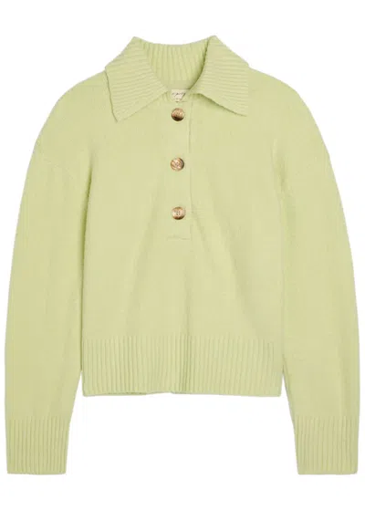 Free People Trading Up Cotton Blend Polo Sweater In Green