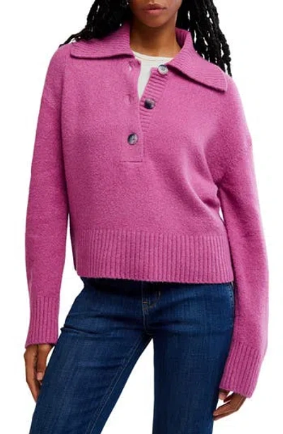 Free People Trading Up Long Sleeve Top In Magenta Haze Melange In Purple