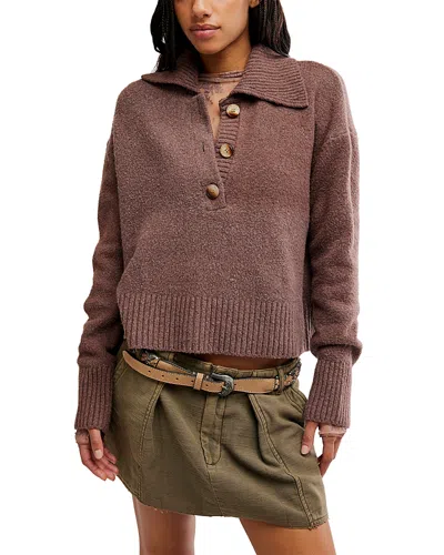 Free People Trading Up Cotton Blend Polo Sweater In Animal Print