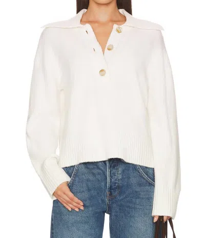 Free People Trading Up Polo Sweater In Ivory In White