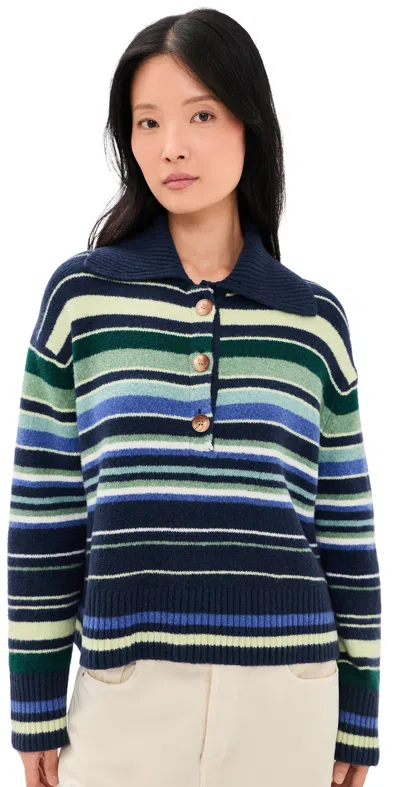 Free People Trading Up Stripe Long Sleeve Sweater In Multi