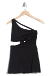 Free People Transcend Limits One-shoulder Skortsie Dress In Black