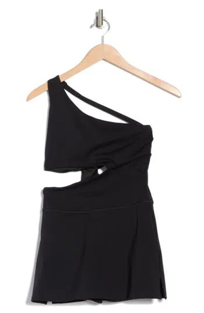 Free People Transcend Limits One-shoulder Skortsie Dress In Black
