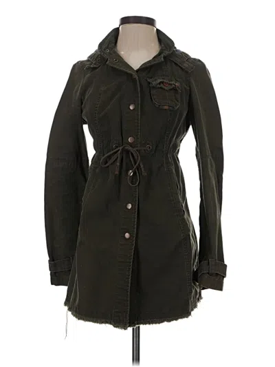 Pre-owned Free People Trenchcoat In Green