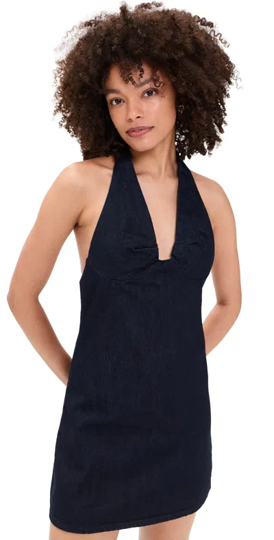 Free People Trevi Denim Mini Dress In Black