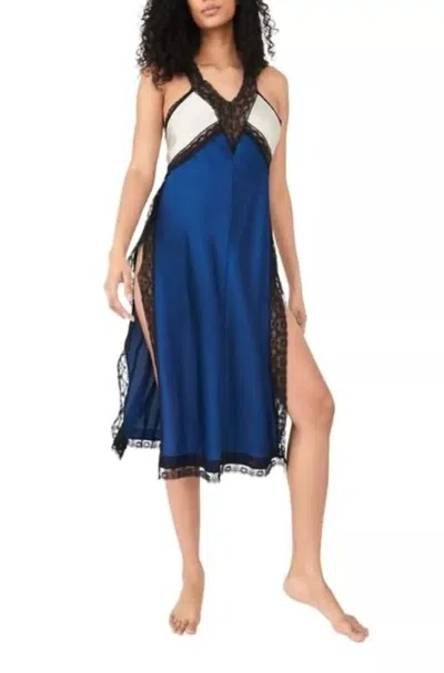 Free People Tri Me Midi Slip Dress In Black/noir In Multi