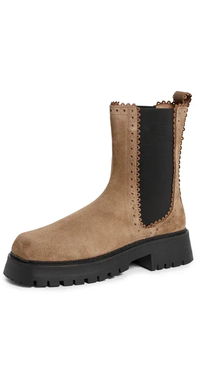 Free People Tried And True Brogue Boots Camel Suede In Brown