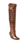 Free People Triple Crown Knee High Boot In Bronze Metallic