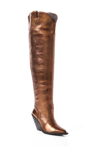 Free People Triple Crown Knee High Boot In Bronze Metallic