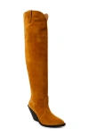 Free People Triple Crown Knee High Boot In Caramel Cafe Suede