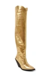 Free People Triple Crown Knee High Boot In Gold