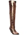 Free People Triple Crown Leather Over-the-knee Boot In Gold
