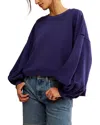 Free People Trish Balloon Sleeve Sweatshirt In Blue