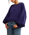 Free People Trish Balloon Sleeve Sweatshirt In Blue