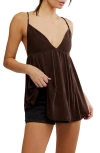 Free People Trixie Rib & Jersey Tunic Top In Brown