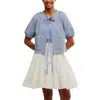 Free People Tropic Stripe Cotton Tie Front Top In Blue