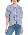 Free People Tropic Stripe Cotton Tie Front Top In Blue