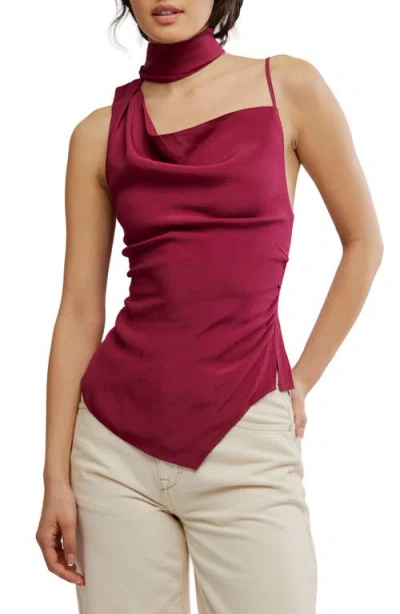 Free People True To You Sleeveless Tie Neck Top In Burgundy