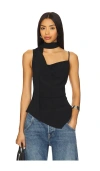 Free People True To You Sleeveless Tie Neck Top In Black