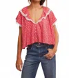 Free People Truly Yours Printed Blouse In Red In Red