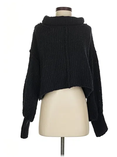 Pre-owned Free People Turtleneck Sweater In Black