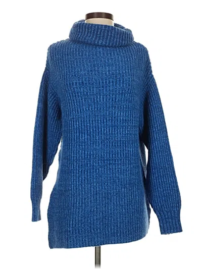 Pre-owned Free People Turtleneck Sweater In Blue