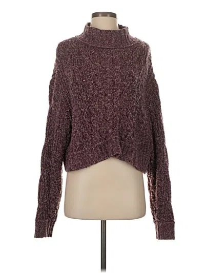 Pre-owned Free People Turtleneck Sweater In Burgundy