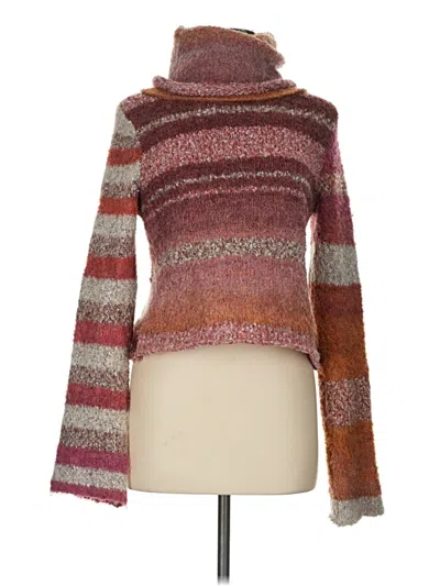 Pre-owned Free People Turtleneck Sweater In Burgundy