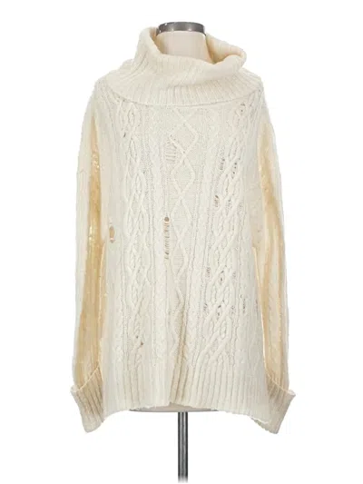 Pre-owned Free People Turtleneck Sweater In White