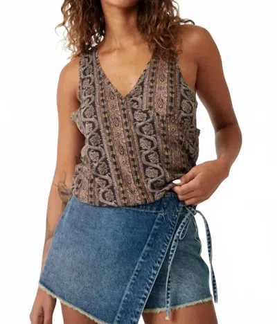 FREE PEOPLE TWISTED PRINTED TANK TOP IN BLACK COMBO