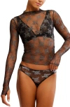 Free People Two-tone Lady Lux Sheer Mesh Top In Black