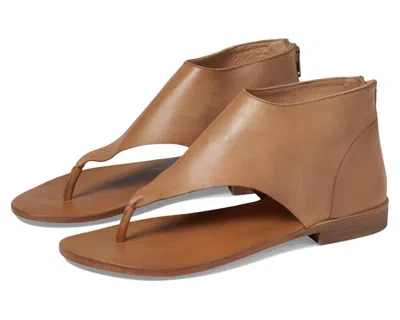 Free People Uma Women's Brown Leather Back Zip Thong Flat Sandals Ver464